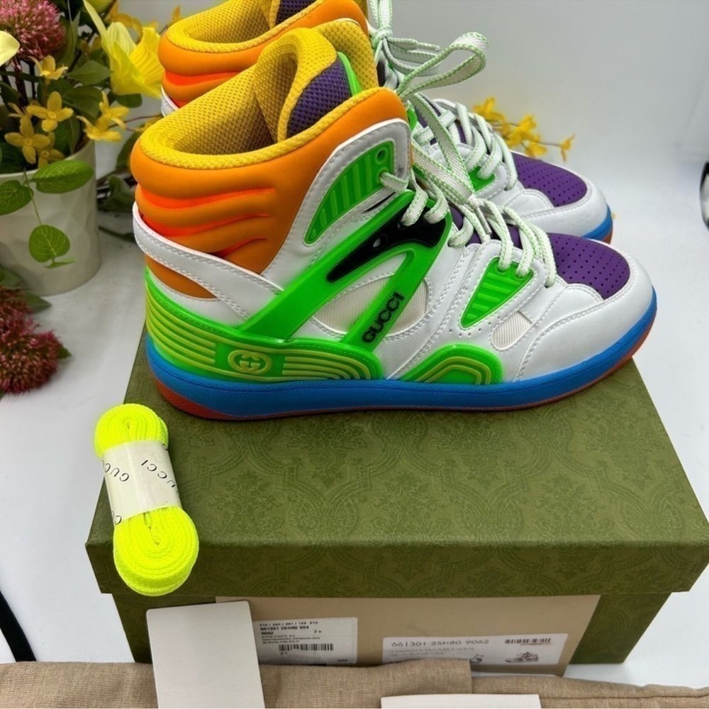 Men’s Gucci high top sneakers size 7.5 fits 8.5 US made in Italy - Picture 7 of 10